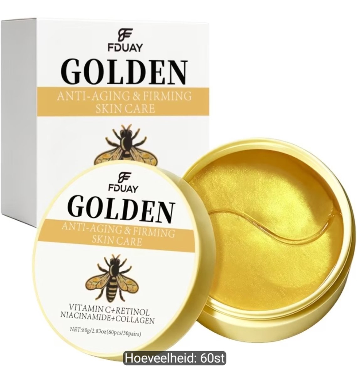 FDUAY Golden Eye Patches - gouden oogmaskers met Retinol, Vitamine C, Niacinamide en Collageen - Hydraterend en Verzorgend - '60 stuks / 30paar
