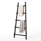 Cheqo® Decoratieladder - Handdoekladder - Houten Decoratieladder - Zwarte Decoratieladder - Ladderrek - Handdoekenrek - Sierladder - Badkamer Ladder - Kledingladder - Decoratieve Ladder voor Binnen - Ladder voor Plaids - Woonladder