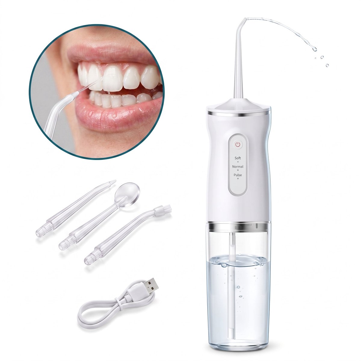Cheqo® Waterflosser - Monddouche Elektrisch - Draadloos en Oplaadbaar - Flosapparaat - Water Flosser - Tandenreiniger - Tandplak Verwijderaar - voor Beugel en Implantaat - Draagbaar voor Reizen - Mondverzorging - Gebitsreiniger