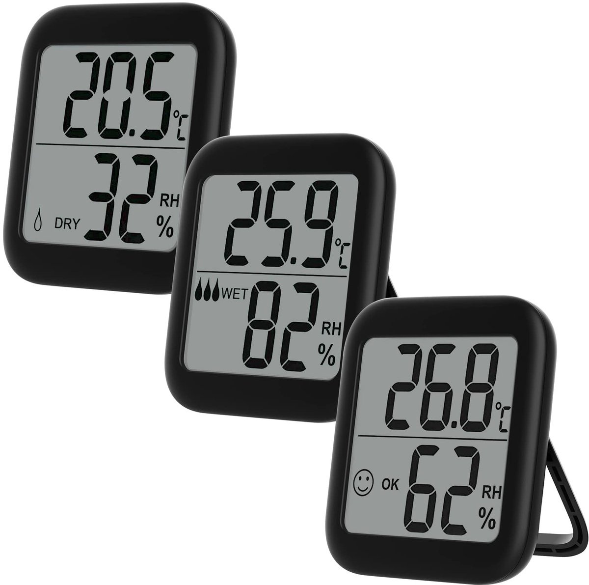 Digitale Thermometer Hygrometer - Met Magneet & Standaard - Voor Binnen & Buiten - Zwart 3