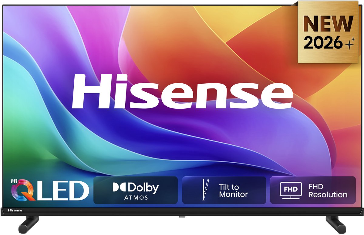 Hisense 40A5S - 40 inch - Hi-QLED - 2026 - Hi-QLED Colour - Dolby Atmos - Tilt to Monitor - FHD Resolution - Noise Reduction - High Contrast