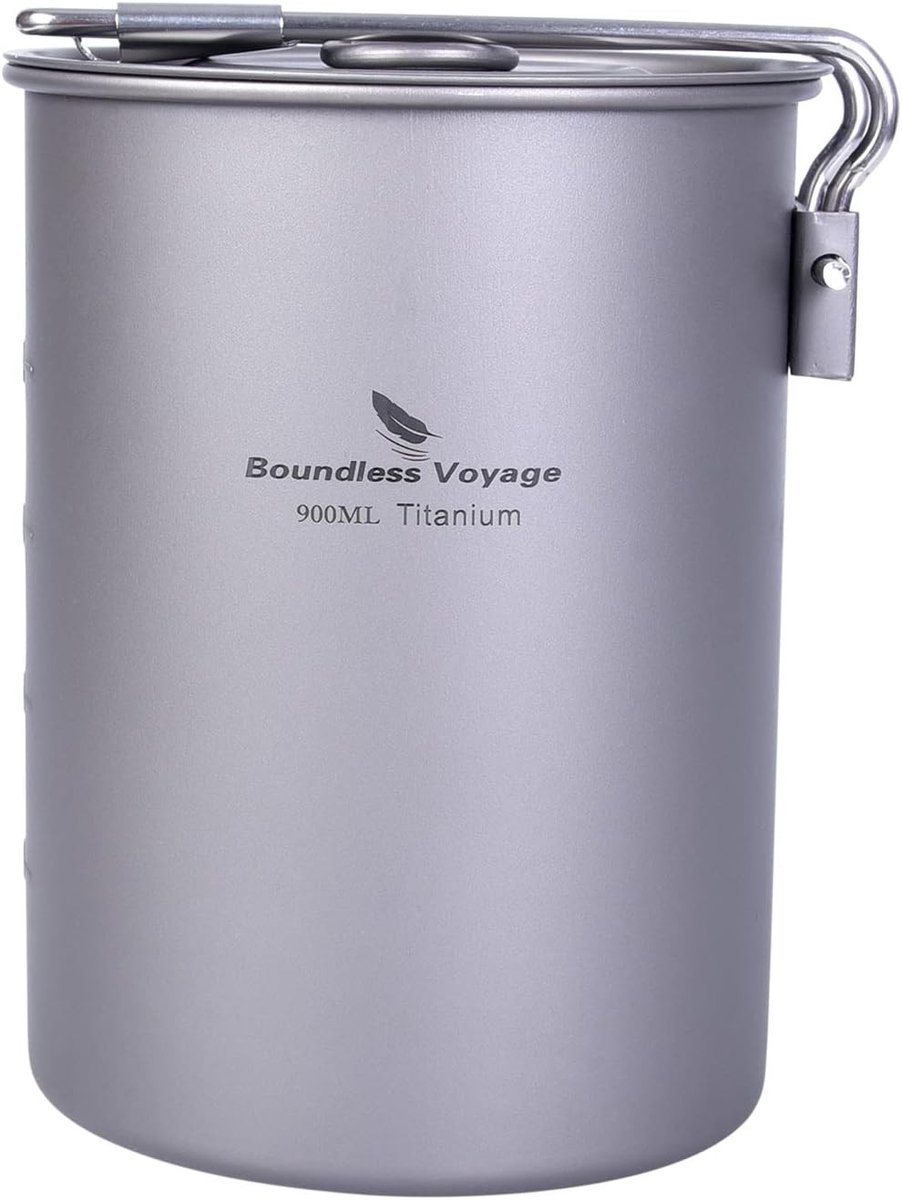 Ultralichte 900ml Titanium Kookpot met Deksel en Opvouwbare Handgreep voor Kamperen, Koken en Outdoor Gebruik