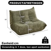 Togo Stijl Tweezitsbank - Chenille Vloerbank - Memory Foam Zitzak Bank - Lounge Stoel Zonder Armleuningen - Woonkamer & Gaming - Groen