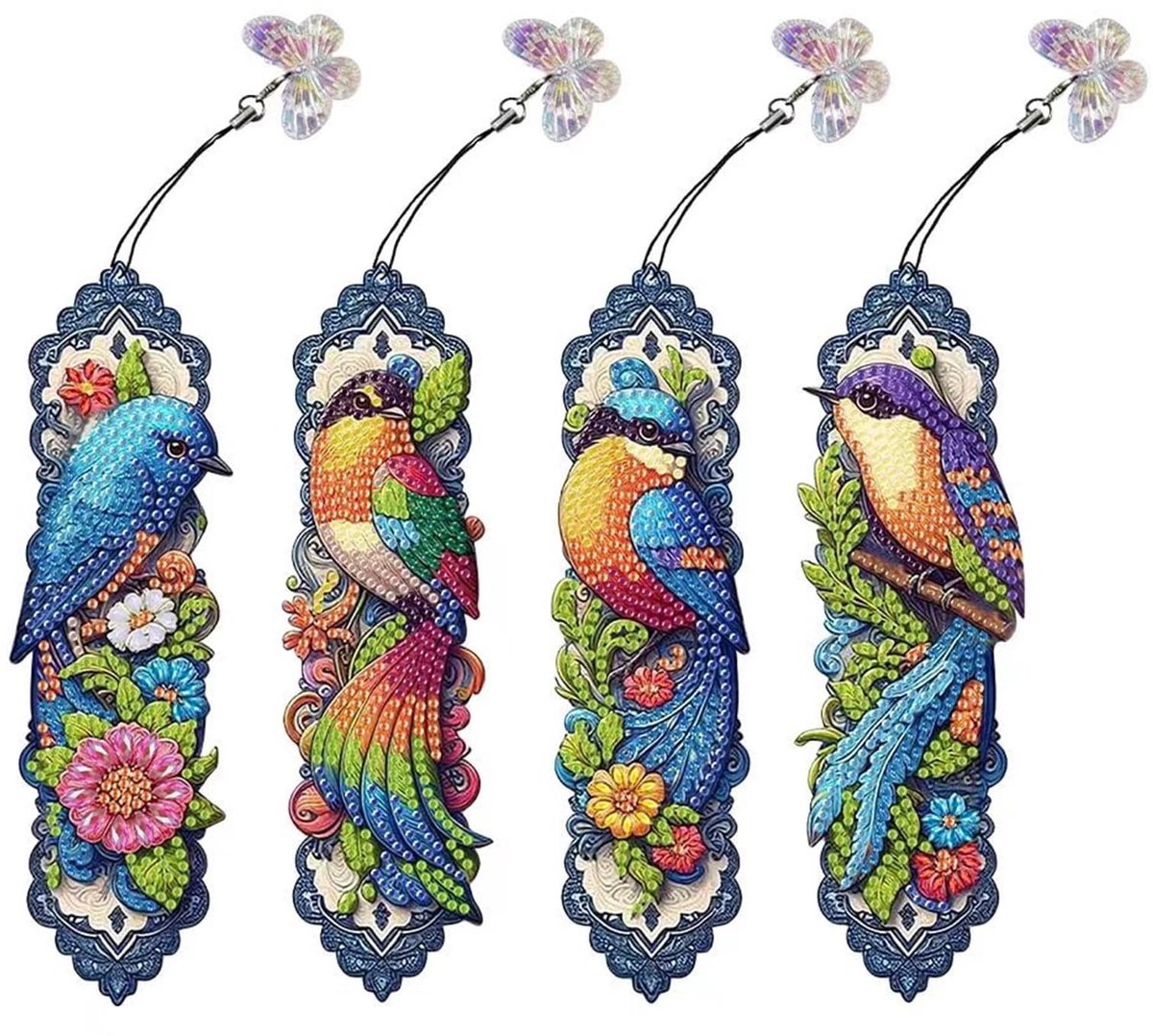 Casalora Diamond Painting Boekenleggers voor beginners en volwassenen - 4 Stuks - Vogels