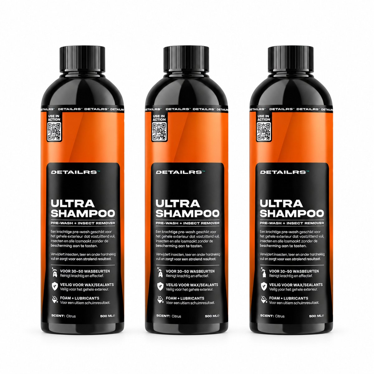 Detailrs Ultra Autoshampoo - 3-pack - pH Neutrale Shampoo voor auto/motor - 1500ml