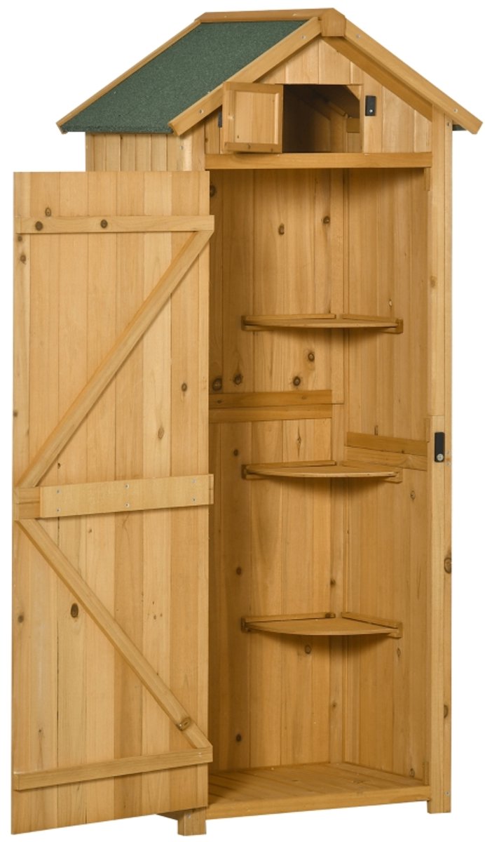Gereedschapsschuur 77x54,2x179 cm Geel Hout Tuinberging Buitenberging Met deur Stevig en duurzaam Praktisch en mooi Te gebruiken in de tuin, op de binnenplaats en op het balkon