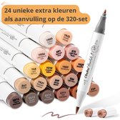 Ohuhu - LIMITED EDITION - Honolulu B Brush & Fine - Alcohol Art Markers - 24 extra kleuren