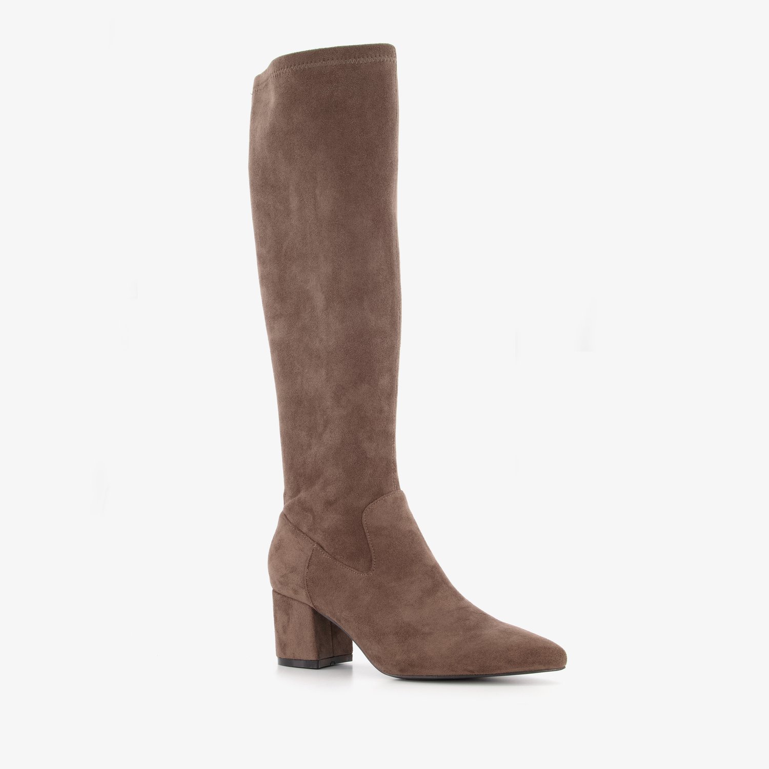Nova dames stretchlaarzen met hak taupe - Bruin - Maat 41