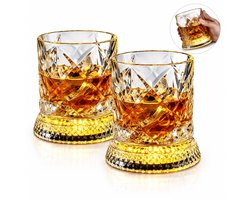 Draaiend whiskyglas - set van 2 - Kristall Tumbler Glas - Met 360° Ronddraaiend - Verlichte Basis - Voor Bourbon Scotch Whisky - Bar Drankglas