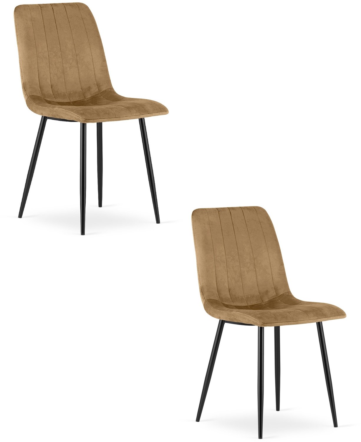 Oskar LAVA Eetkamerstoelen – Set van 2 – Zwart Velvet – Zwarte Metalen Poten – Comfortabele Gestoffeerde Zitting – Modern Design – Velvet Stoel voor Woonkamer, Keuken en Eetkamer – Max. 110 kg per Stoel