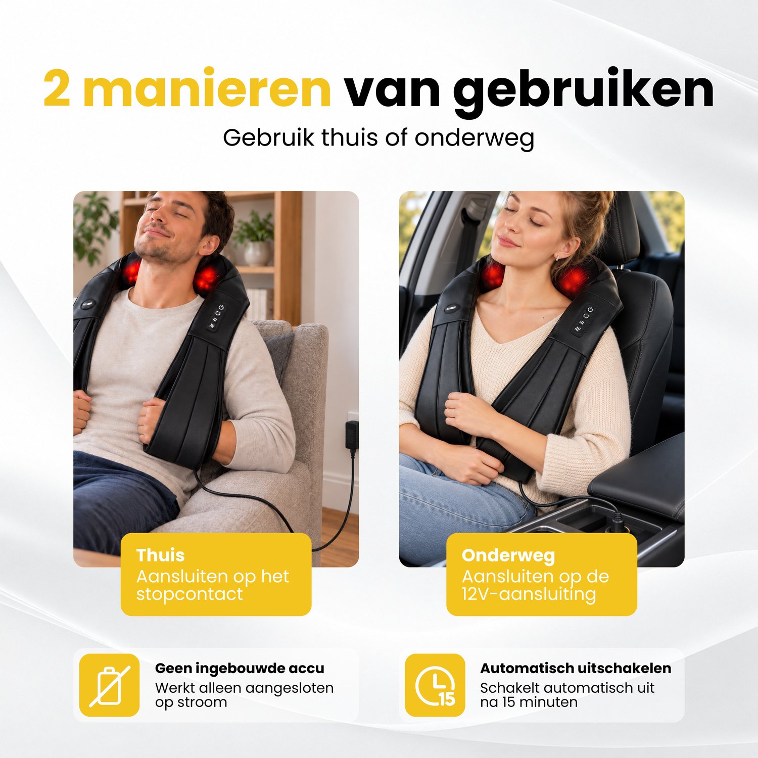 Revolt Shiatsu Massagekussen met Infrarood Verwarming - afbeelding 3