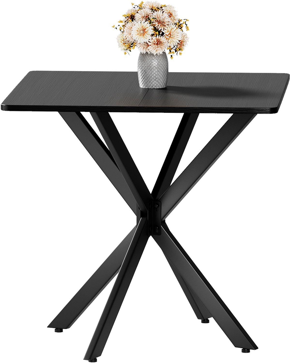 SONNENH Vierkante tafel - 80 x 80 x 75 cm - Zwart spaanplaat blad met metalen X-poot