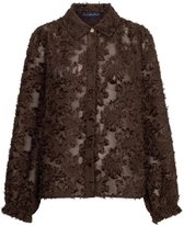 Red Button Blouse Blouse Fringes Srb5010 Bbrown Dames Maat - XS