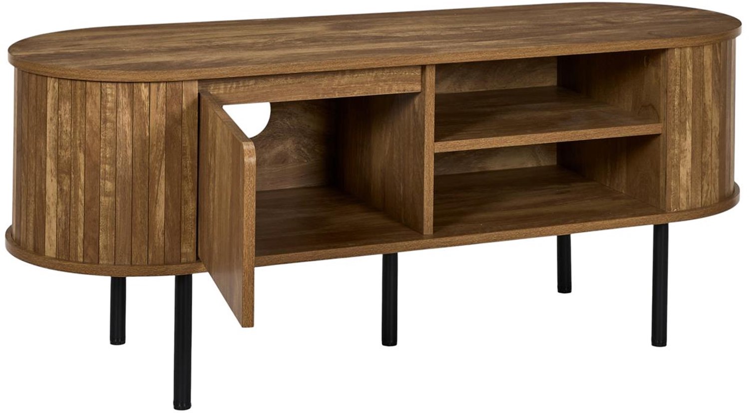 MISOU TV Meubel - Wandkast - 1 Deurtje - Open en Dichte Vakken - Hout - Metaal - Bruin - HERITAGE