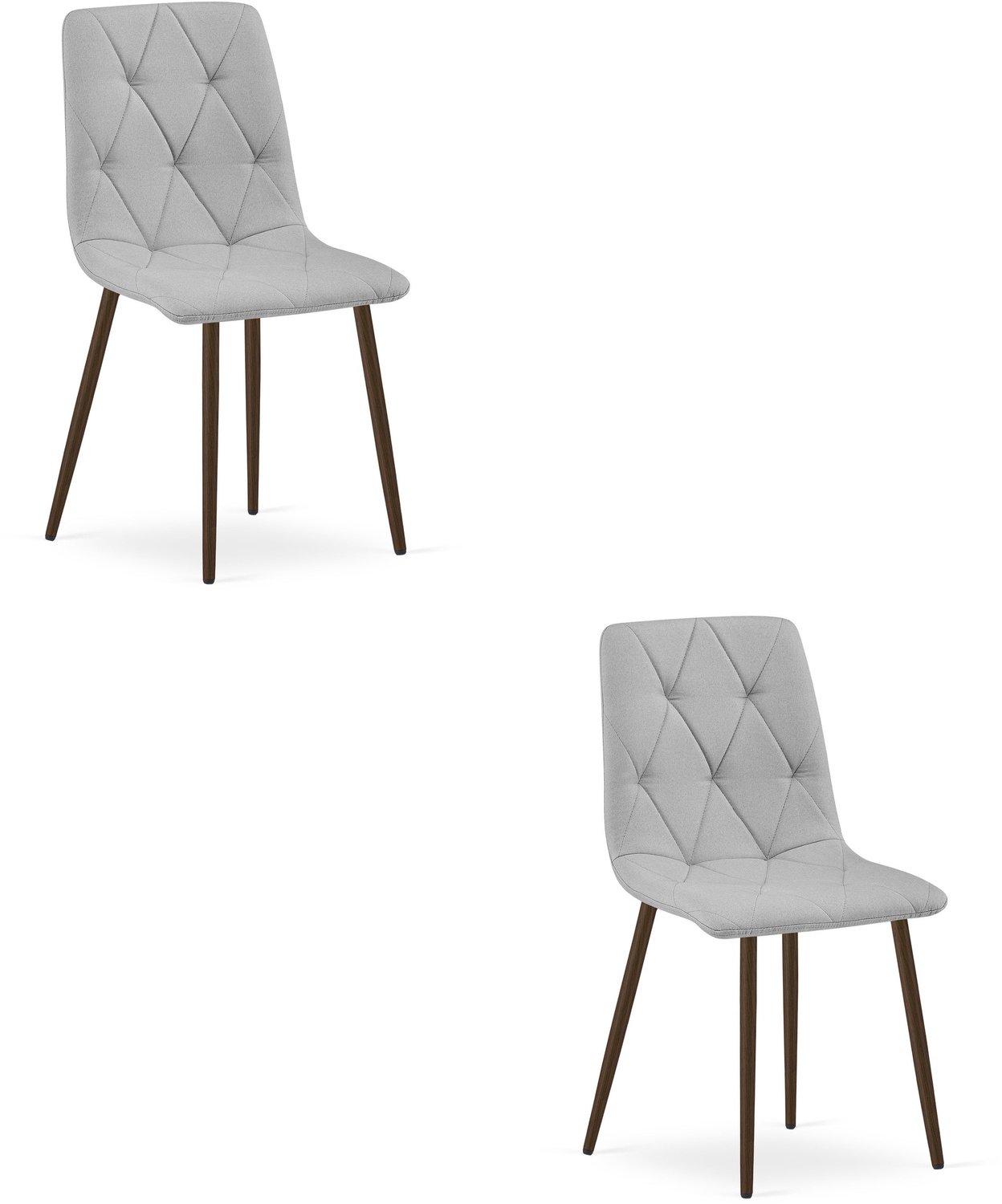 LEOBERT LIBRA Eetkamerstoelen – Set van 2 – Grijs Stof – Walnootkleurige Houten Poten – Comfortabele Gestoffeerde Zitting – Modern Design – Voor Woonkamer, Keuken en Eetkamer – Max. 110 kg per Stoel
