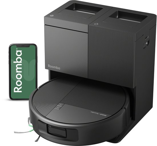 iRobot Roomba Plus 615 Combo Robotstofzuiger met Dweilfunctie – WashOnly™ Dock – 30.000 Pa – SprayForce™ AI – PowerSpin™ Roller Mop – LiDAR – Zwart