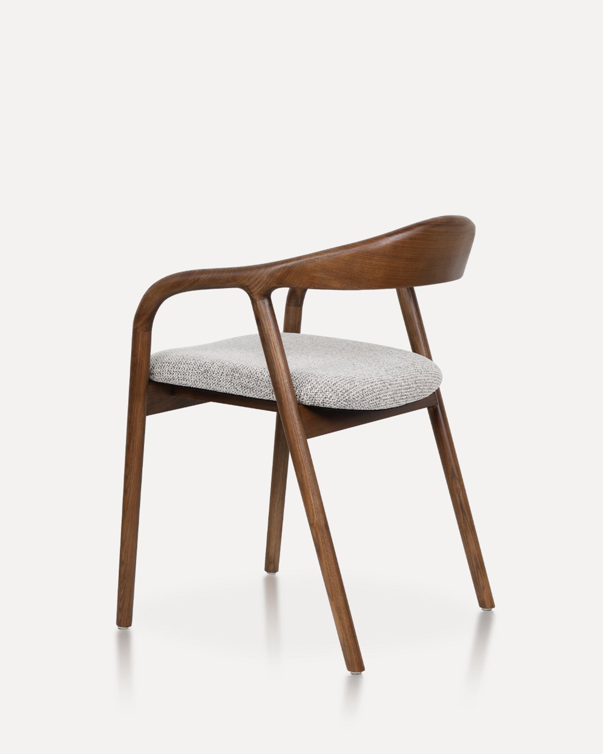 DESMIU Eetkamerstoel 55 bij 52,5 bij 76,5 cm - Met Armleuningen en Gebogen Rugleuning - Voor Eetkamer, Café en Wachtruimte - Hout en Stof - Walnoot Walnoot / klei