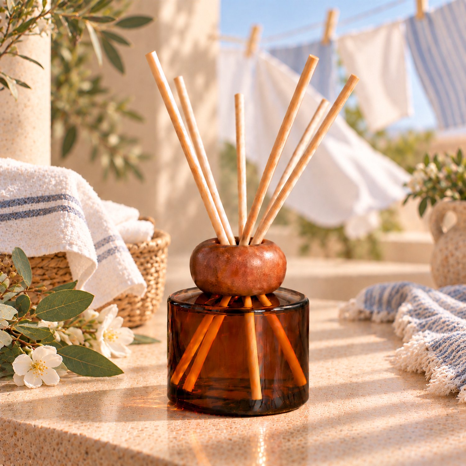 Reed Diffuser Wapperend Wasgoed - Wasmiddelgeur - 100 ml - Handmade - Parfum - Geurstokjes - Rietverspreider - Interieurparfum - Fragrance sticks - Luchtverfrisser - Eau de parfum