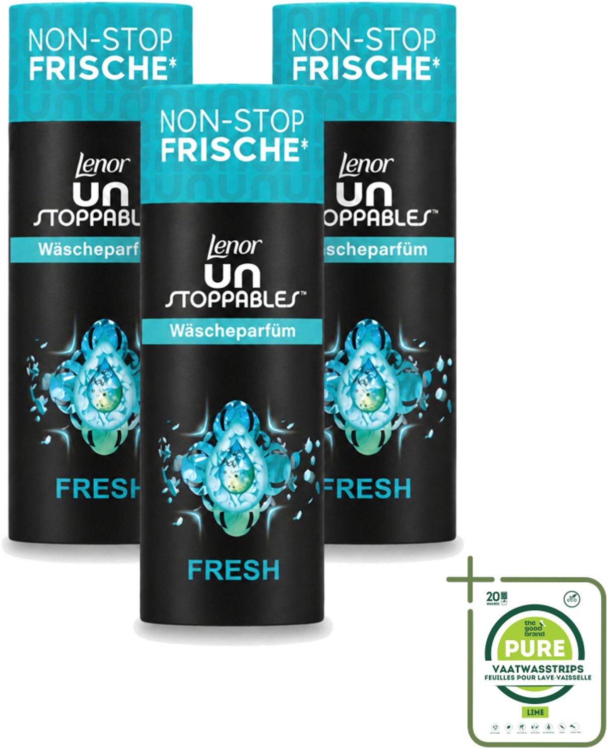 3 x Lenor – Geurbooster – Fresh – 12 Wasbeurten – 160 g - Grootverpakking - Vaatwasstrips - Geurbooster - Wasgeur - Frisheid - Wasmachine - Wasgoed