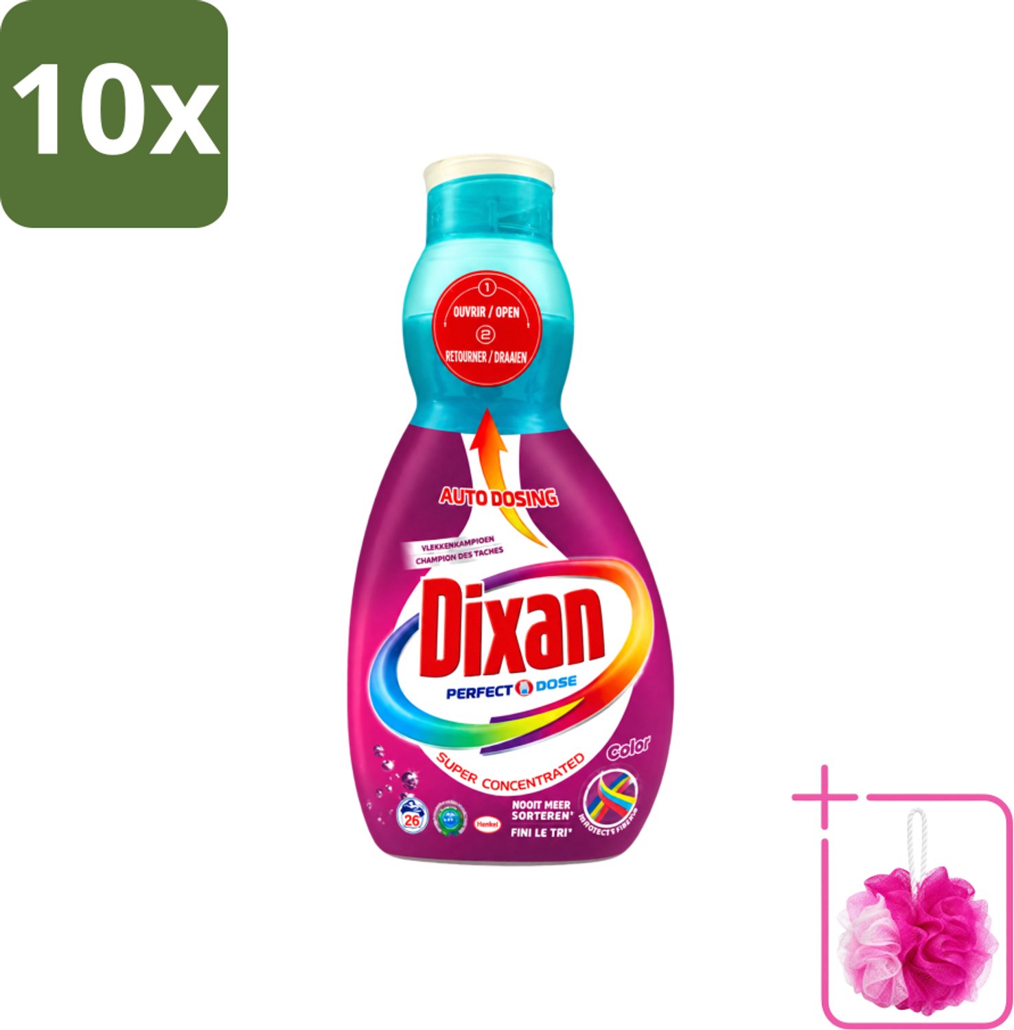 10 x Dixan Perfect Dose - Vlekkenkampioen - Extreme Power - Gekleurde Was - 26 Wasbeurten - Bulkverpakking - Gekleurde was - Douchemop - Vlekkenverwijdering