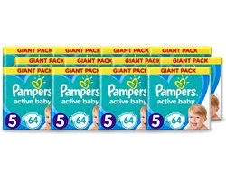12 x Pampers - Active Baby - Luiers - Maat 5 (11-16 kg) - Zachte Pasvorm - 64 Luiers - Voordeelverpakking - 12 stuks
