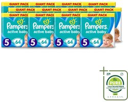 12 x Pampers - Active Baby - Luiers - Maat 5 (11-16 kg) - Zachte Pasvorm - 64 Luiers - Grootverpakking - Vaatwasstrips - Luiers Voor Baby - Droge Huid - Luchtdoorlatende Banen - Dermatologisch Getest - Absoluut Droog