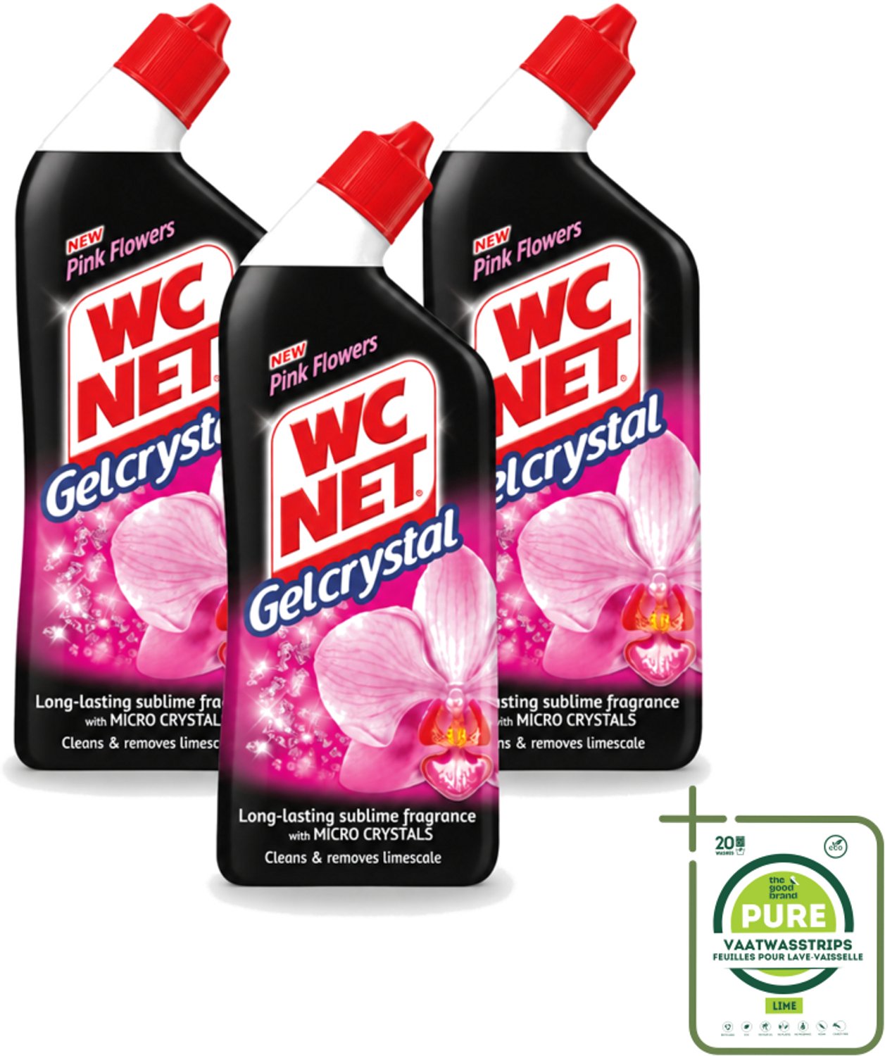 3 x WC Net - Toilet Reiniger - Gel - Frisse Bloemen - 750 ml - Grootverpakking - Vaatwasstrips - WC Reiniger - Toilet Reiniger - Toilet Reinigen - Toilet Reiniger Gel - Bloemengeur Toilet