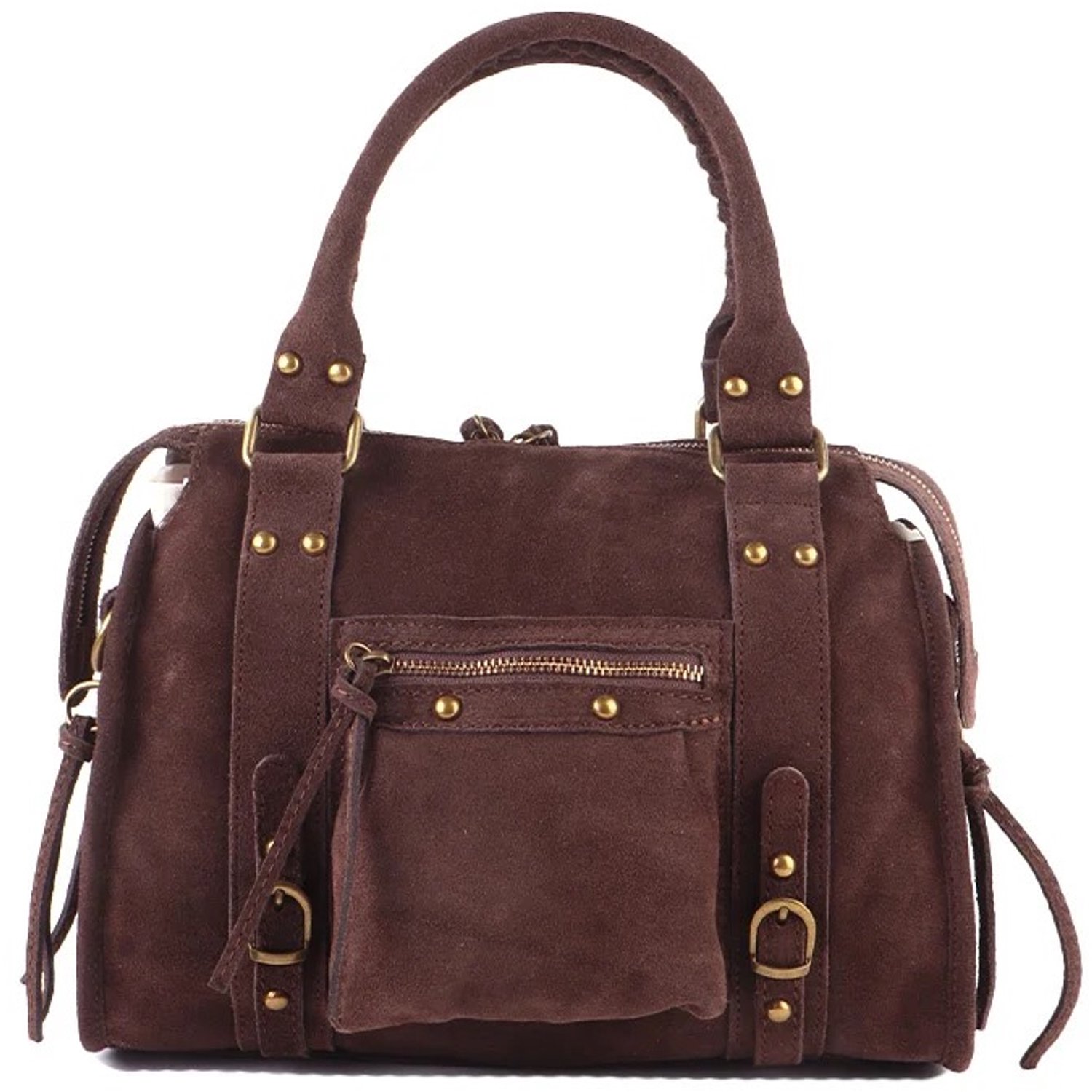Damestas - It Girl Bag - City Bag - Suede handtas - 31 cm x 26 cm x 8 cm - Echt Suede - Koffie bruin