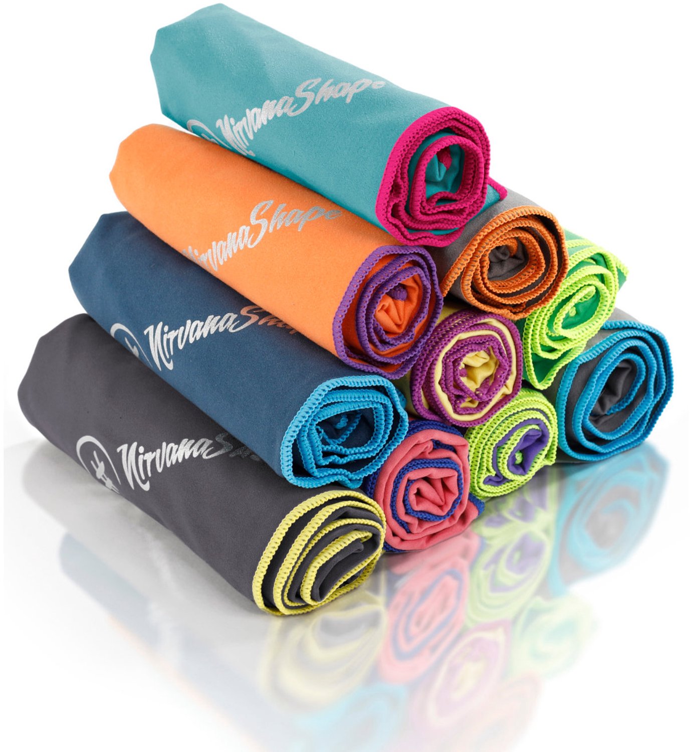 NirvanaShape - microvezel handdoek - microvezel reishanddoek - sneldrogend, ultralicht en zijdezacht - tot 8 keer meer absorberend - 50 x 30 cm - Turkoois / Roze Rand