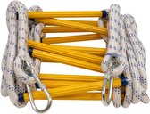 Vluchtladder, 5 meter touw, brandladder, touwladder, vluchtladder balkon, incl. 2 karabijnhaken, tot 200KG, EN-892 goedgekeurd, met opbergtas