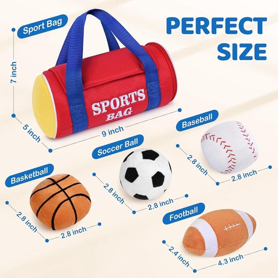 Mini Baby Speelgoed - Sporttas met 4 Zachte Sportballen – Mijn Eerste Sporttas – Motoriek – Speelgoed - Motoriek - Vanaf 6 Maanden - Speelgoed Jongen 1 Jaar van Baby Sonrisa — afbeelding 2