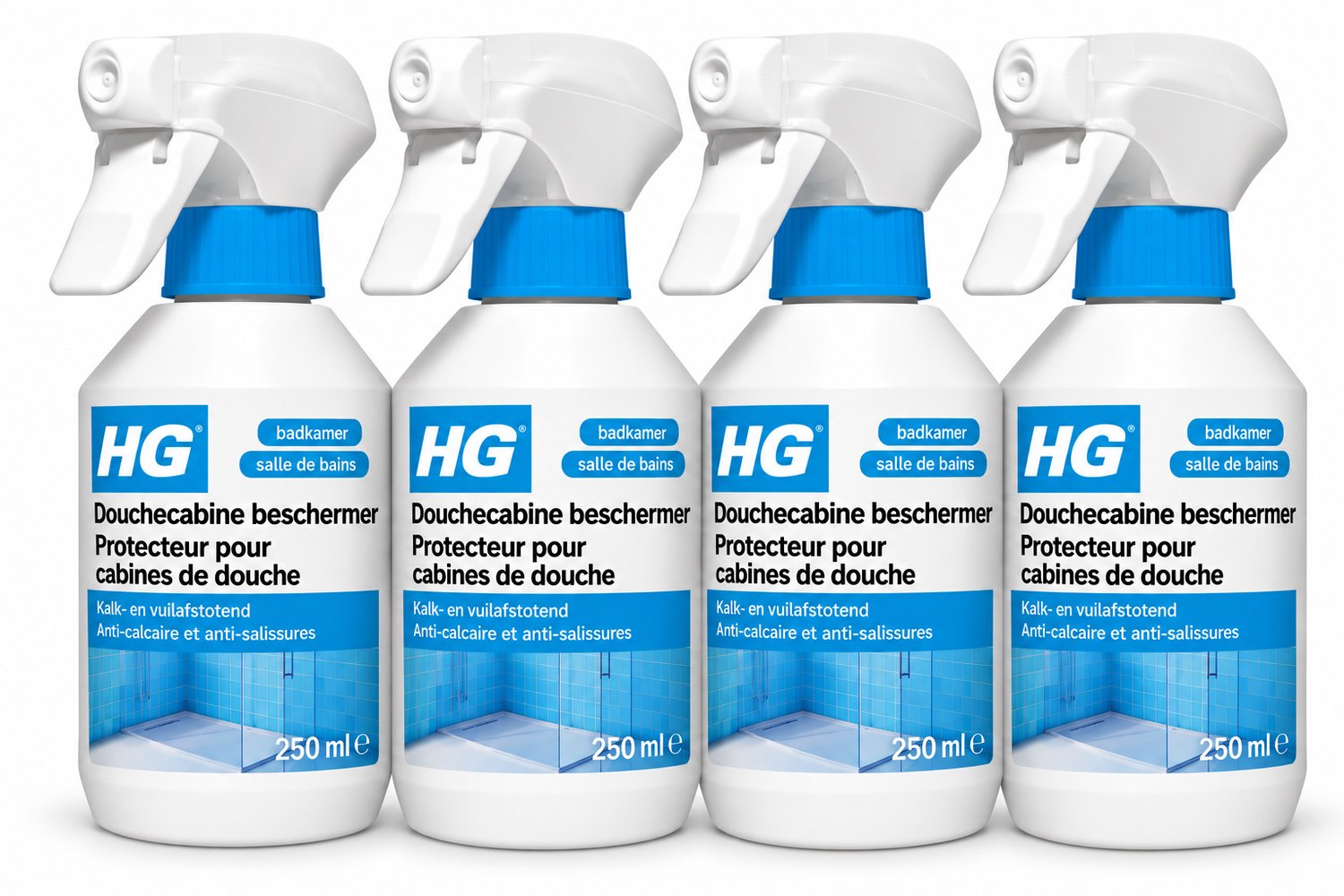HG Douchecabine Beschermer 250 ml - Kalk- en Vuilafstotend voor Douchecabines 4 x 250 ml