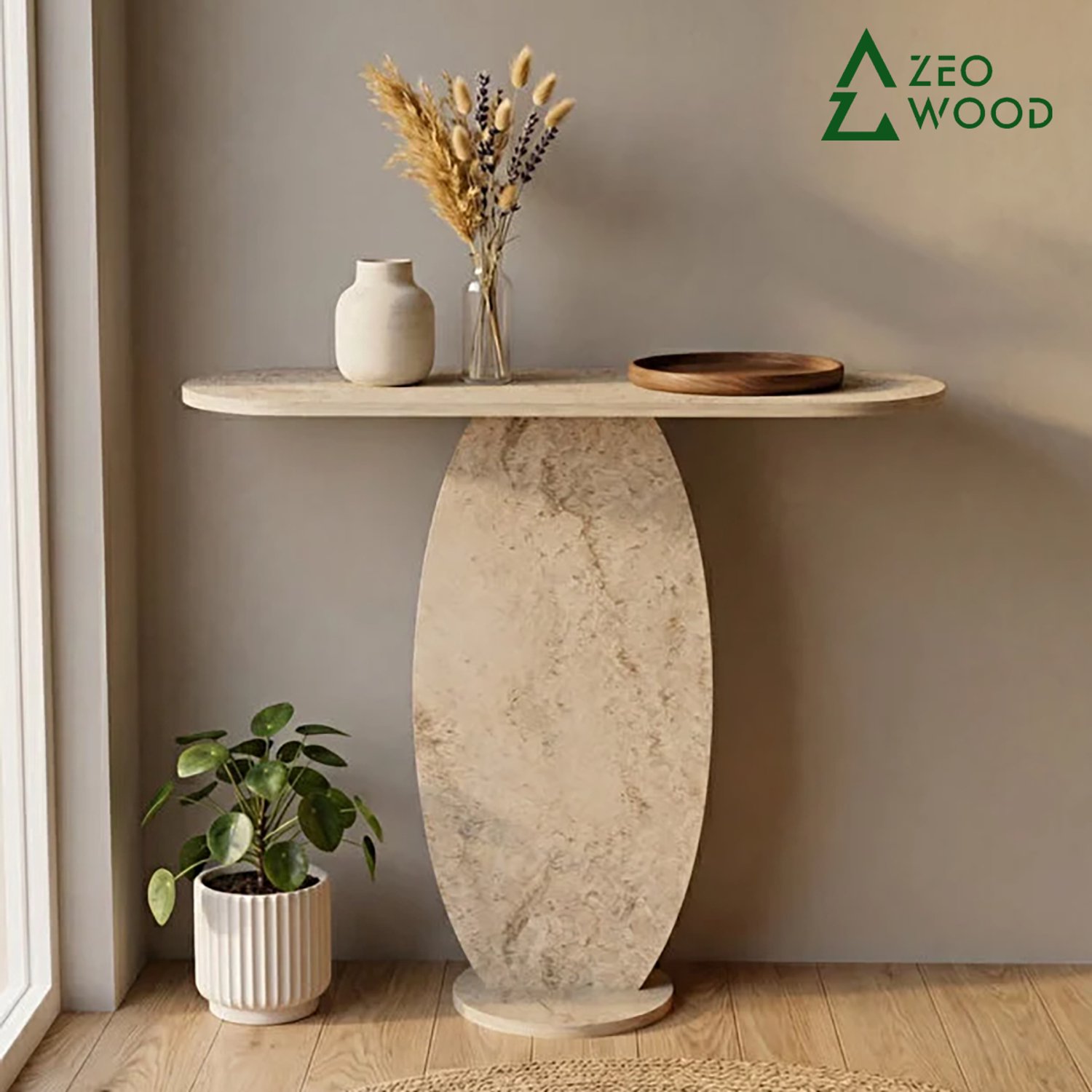Zeo Wood - Consoletafel – Sidetable – Console Tafel – Haltafel – Travertin – 100 x 30 x 85 cm