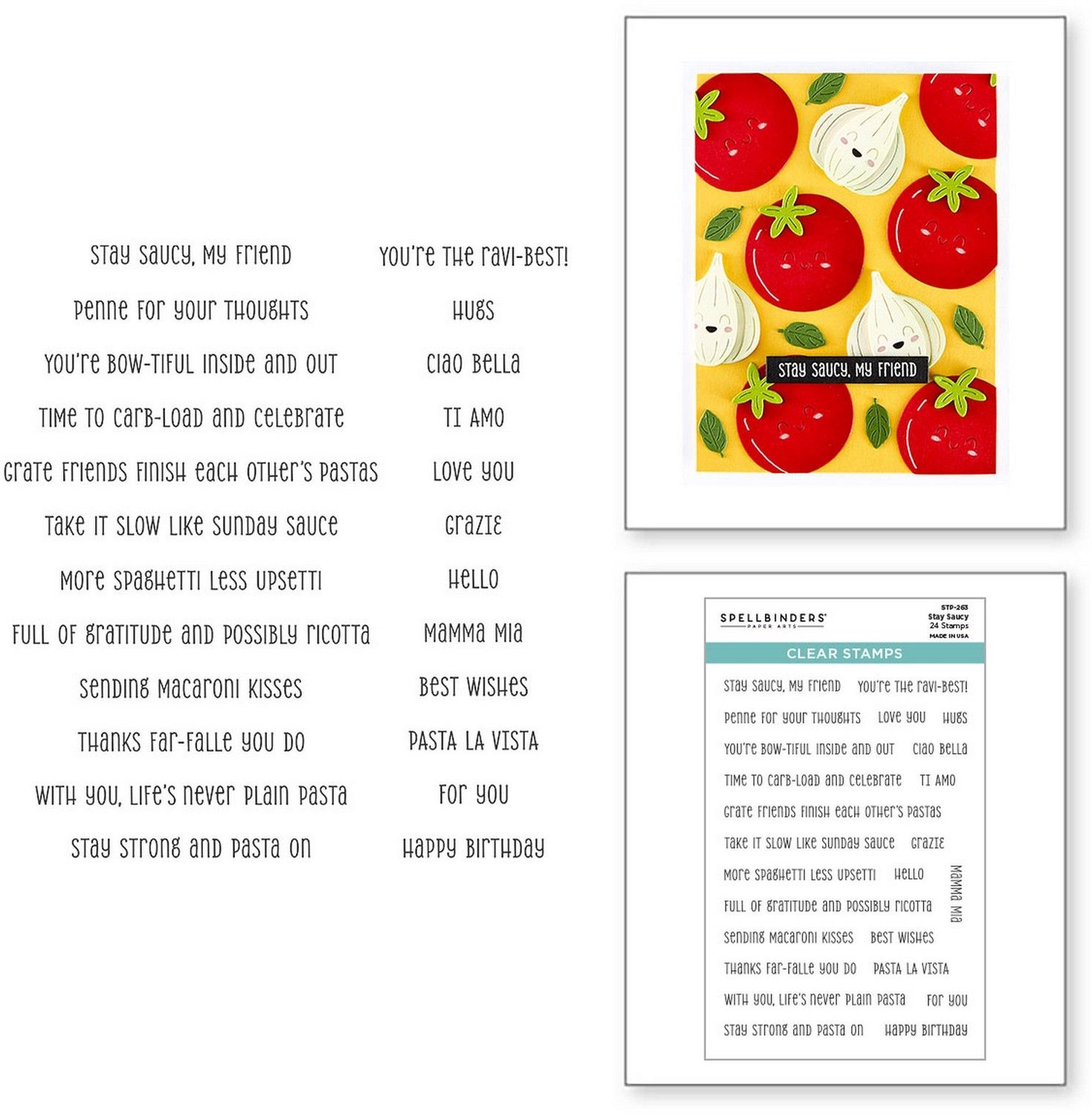 Spellbinders Clear Stamps - Stay Saucy - 10,2 x 15,2 cm - 24 st.
