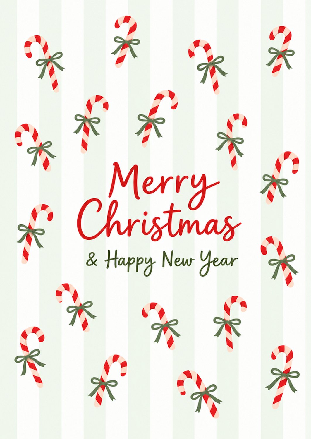 Kerstkaart Merry Christmas & Happy New Year met candy canes – A6 feestdagenkaart