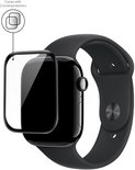 Zwarte Apple Watch met screenprotector en een bubbel met 2 screenprotectors.
