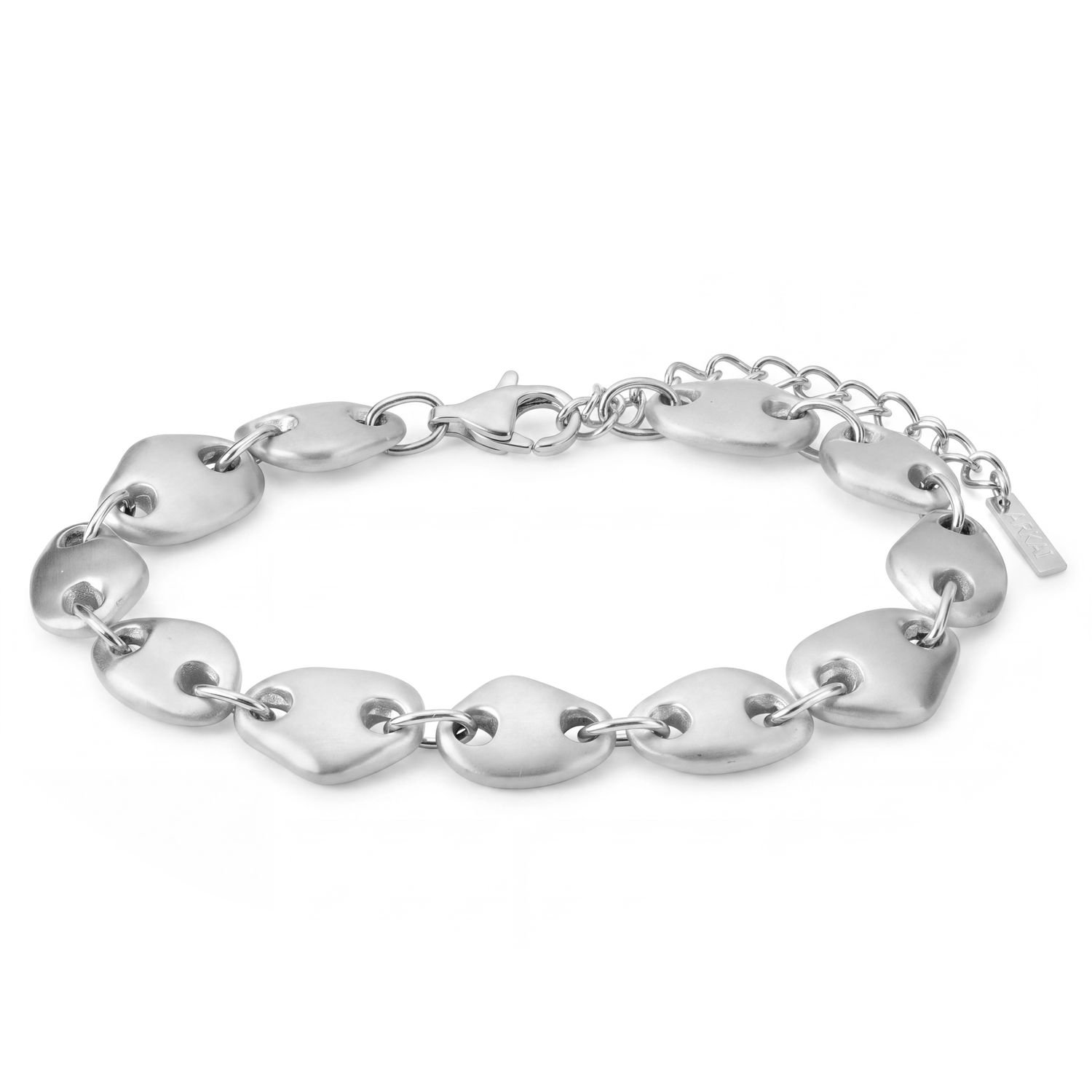 Organic | Cobble armband van verzilverd roestvrij staal