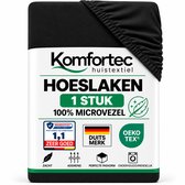 Komfortec Hoeslaken 140x200 cm - tot 30cm Matrashoogte - Rondom Elastiek - Zwart