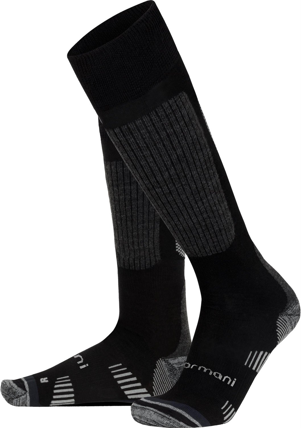 2 comfortabele merino-trekkingsokken tot aan de knie met badstofzool