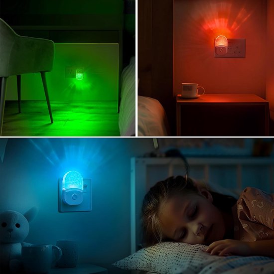 Nachtlampje voor in het stopcontact met schemersensor - 2 stuks - Energieklasse G - Warm wit + RGB (6 kleuren) - 3 lichtstanden - acryl wandlamp voor hal - slaapkamer - trap en keuken — afbeelding 4