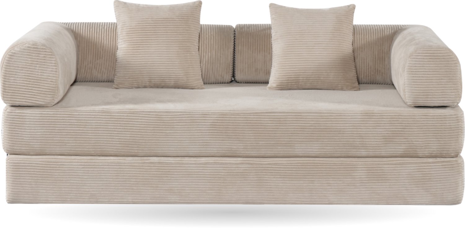 Troonz Slaapbank Comfy Beige 2 Persoons - 3-Zits Zetelbed - 200x200 cm - Bedbank - Bank - Beige