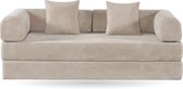 Troonz Slaapbank Comfy Beige 2 Persoons - 3-Zits Zetelbed - 200x200 cm - Bedbank - Bank - Beige