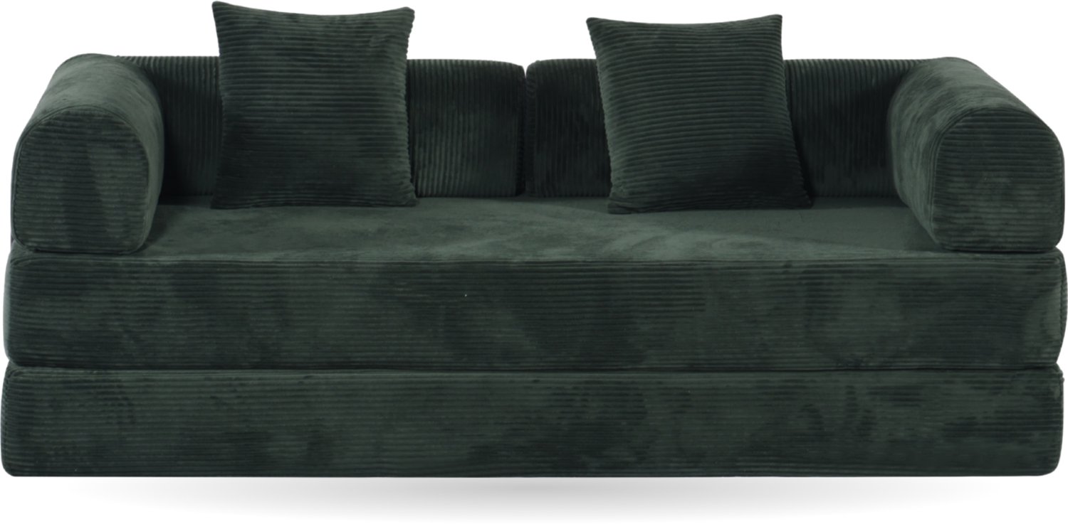 Troonz Slaapbank Comfy Groen | Vouwbank en Logeerbed | Ribstof 200x200 cm