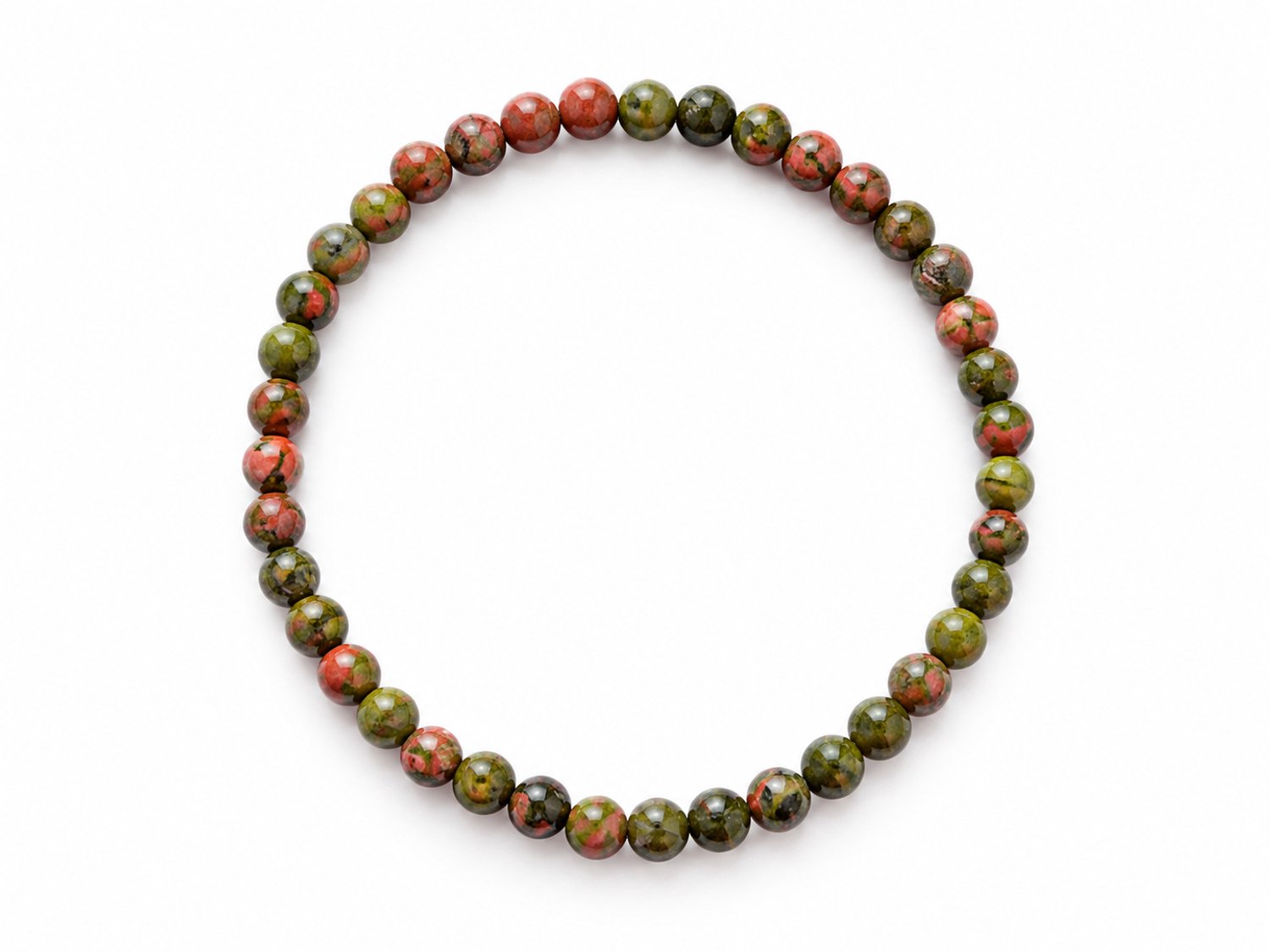 Unakiet Armband 4 mm – Natuurlijke Edelsteen Kralenarmband – Groen Roze Natuursteen – Elastische Armband – Gepolijste Ronde Kralen – Dames en Heren – Unisex Sieraad – – Armband met kleine kralen – Fijne armband