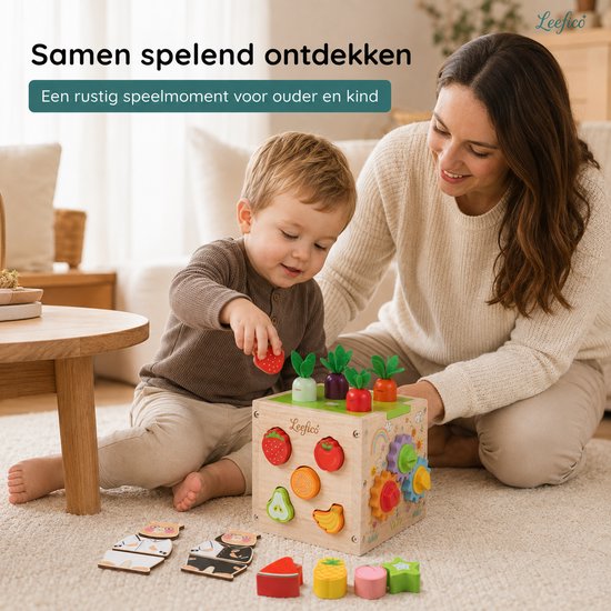 Leefico Activiteiten Kubus - Montessori Speelgoed voor Baby - Sensorisch Educatief Kinderspeelgoed 1 jaar - Oranje van Leefico — afbeelding 5