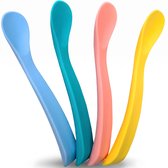 HI NATURE™ Baby lepeltjes - Siliconen babylepel (4 stuks) - 100% BPA vrij eetlepel - Baby lepeltjes - Siliconen babylepel met zachte boord - babybestek oefenlepel