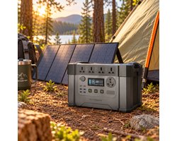 AllPowers® Zonnepaneel Set - Opvouwbaar Zonnepaneel - Inclusief 405405 mAh 1500Wh 2400W Batterij - 200W - Flexibel Zonnepaneel - Zonnepaneel Draagbaar - Zonnepaneel Camper - Monokristallijn Zonnepaneel - 18V - Daglichtpaneel - Waterdicht Zonnepaneel