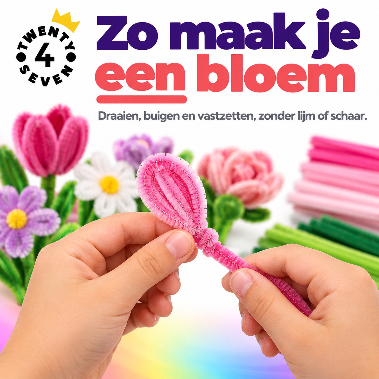 Twenty4seven® Pijpenragers Bloemen 400 Stuks - Chenilledraad om te Knutselen - Pipe Cleaners Flowers om zelf te Maken - Knutselpakket voor Meisjes en Jongens vanaf 6 Jaar — afbeelding 5