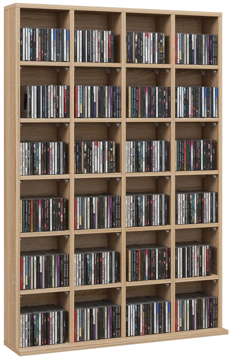 Bresht Dvd kast - Cd kast - Opbergrek - Verstelbare Planken - Tot 456 CD’s / 336 DVD’s - Naturel Houtlook - 89 × 20 × 130,5 cm
