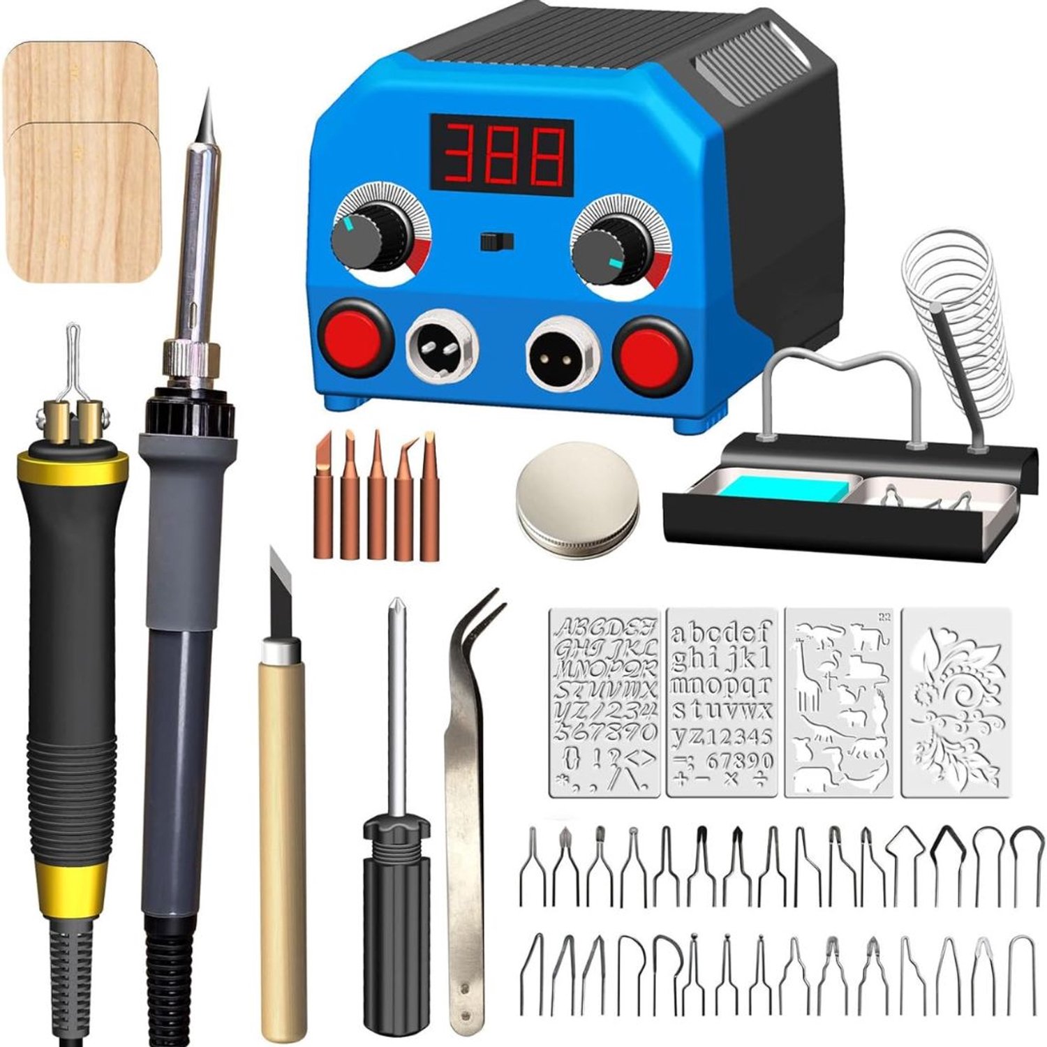 Zolvano® Houtbrander Set - Pyrografie Machine - Soldeerbout - Hobby & Professionals - Blauw